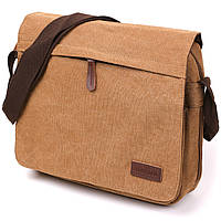 Текстильная сумка для ноутбука 13 дюймов через плечо Vintage коричневая Shopen Текстильна сумка для ноутбука