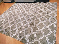 Прикроватный коврик 200х230 см серый Травка с узором