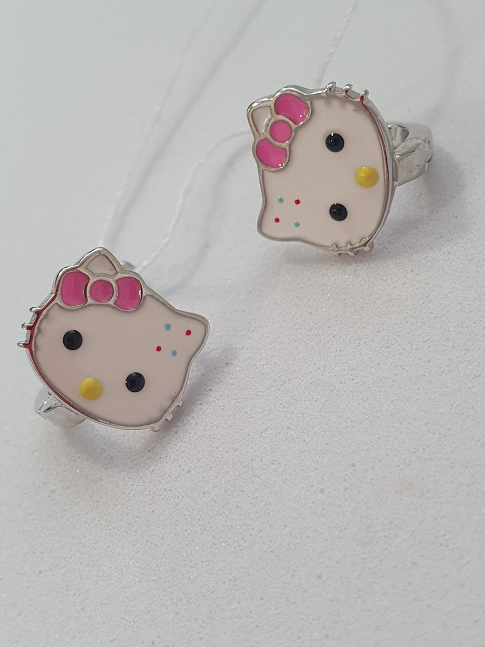 Срібні сережки дитячі Hello Kitty