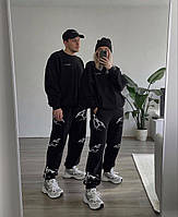 Чорні Спортивні штани чоловічі з принтом спортивки унісекс Blsk Shopen