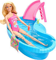 Barbie Развлечения у бассейна кукла Барби и бассейн Barbie Doll and Pool Playset HRJ74