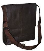Мужская вертикальная кожаная сумка почтальон формата А4 Livergy темно-коричневая Shopen Чоловіча вертикальна