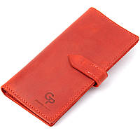 Шкіряне вінтажне жіноче портмоне GRANDE PELLE Червоний Shopen