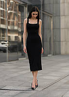 Длинное Платье Staff черное без рукавов для девушки стаф Shopen Довга Сукня Staff чорна без рукавів для