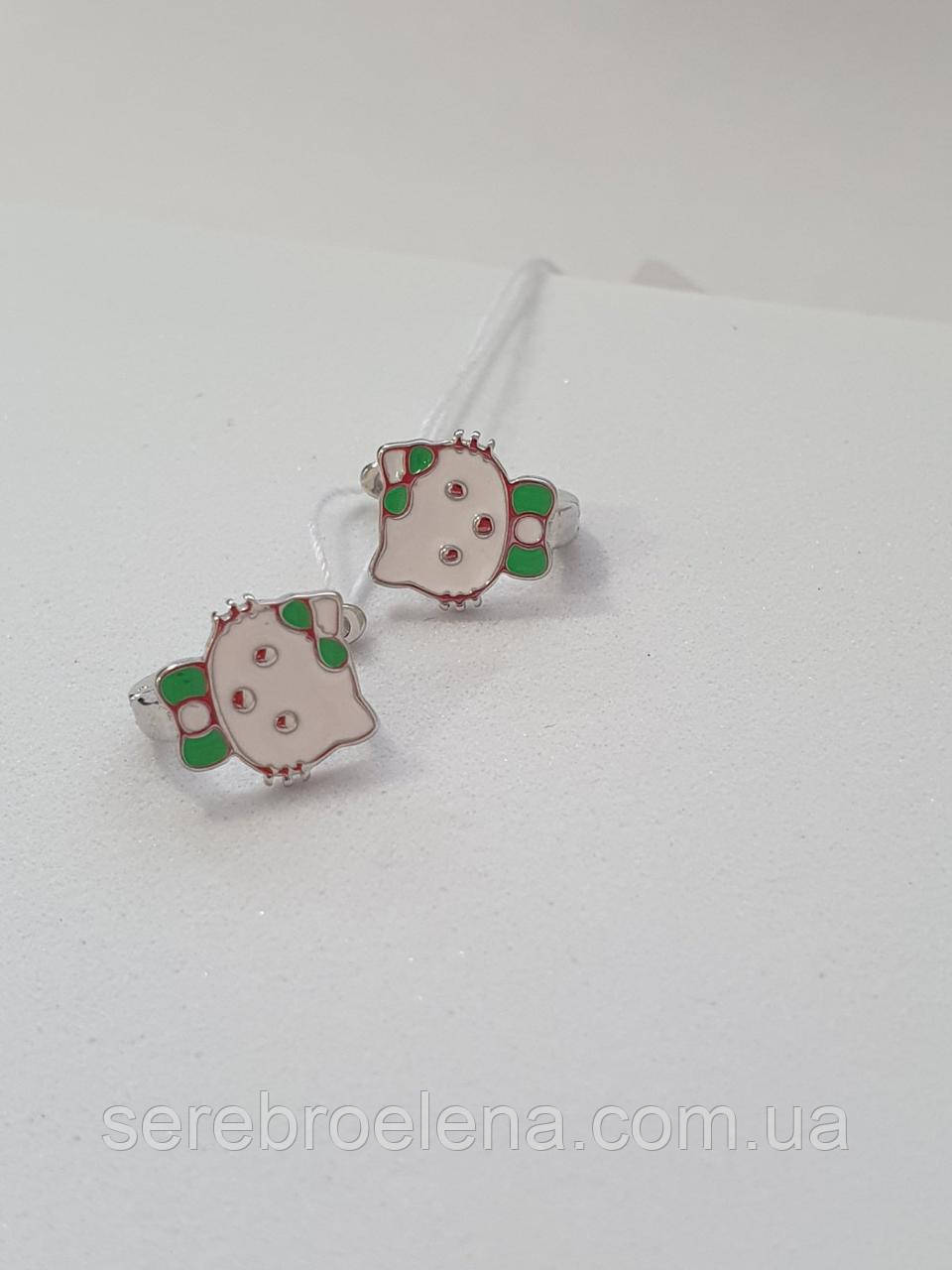 Срібні сережки дитячі Hello Kitty, фото 1