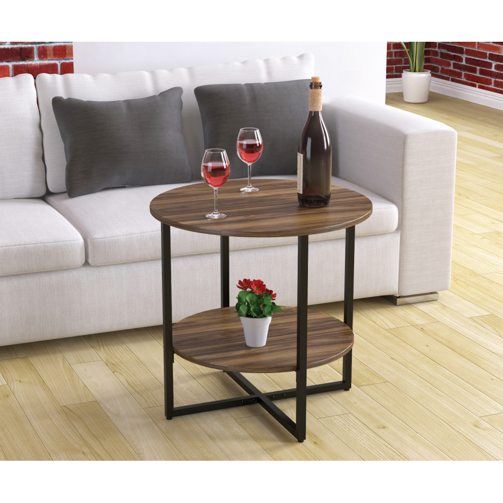 Журнальний столик D-60 Loft Desing, діам. 60 см. горіх Модена, фото 1