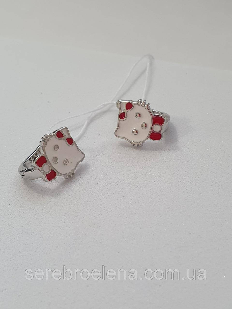 Срібні сережки дитячі Hello Kitty