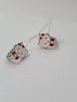 Срібні сережки дитячі Hello Kitty