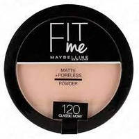 Пудра Maybelline Fit Me! Matte+Poreless №120 (classic ivory) 9г prof