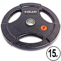 Блины (диски) обрезиненные с тройным хватом и металлической втулкой d-51мм Z-HIT Zelart TA-5160-15 15кг