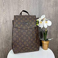 Женский рюкзак сумка трансформер по Луи Витон коричневый, рюкзачок городской для девушек Логотип Shopen