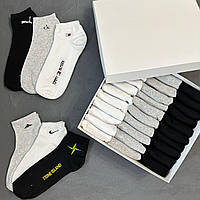 Носки мужские микс набор 3 цвета белые мужские носки черные короткие серые 30 пар Shopen Шкарпетки чоловічі