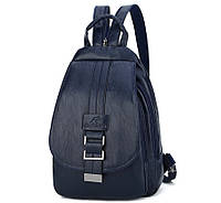 Женская сумка рюкзак эко кожа Синий портфель для женщин Shopen Жіноча сумка рюкзак еко шкіра Синій портфель