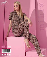 Леопардова піжама жіноча футболка і штани з віскози костюм піжамний Shopen