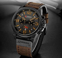 Механические наручные часы Мужские коричневые с черным Curren Monreal Shopen Механічний наручний годинник