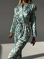 Женская пижама сатиновая пижама с узором костюм для дома Shopen Жіноча піжама сатинова піжама з візерунком