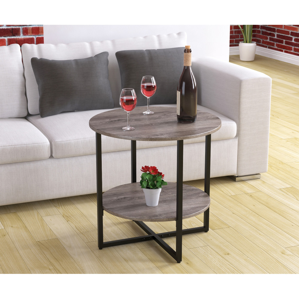 Журнальний столик D-60 Loft Desing, діам. 60 см. дуб Палена.