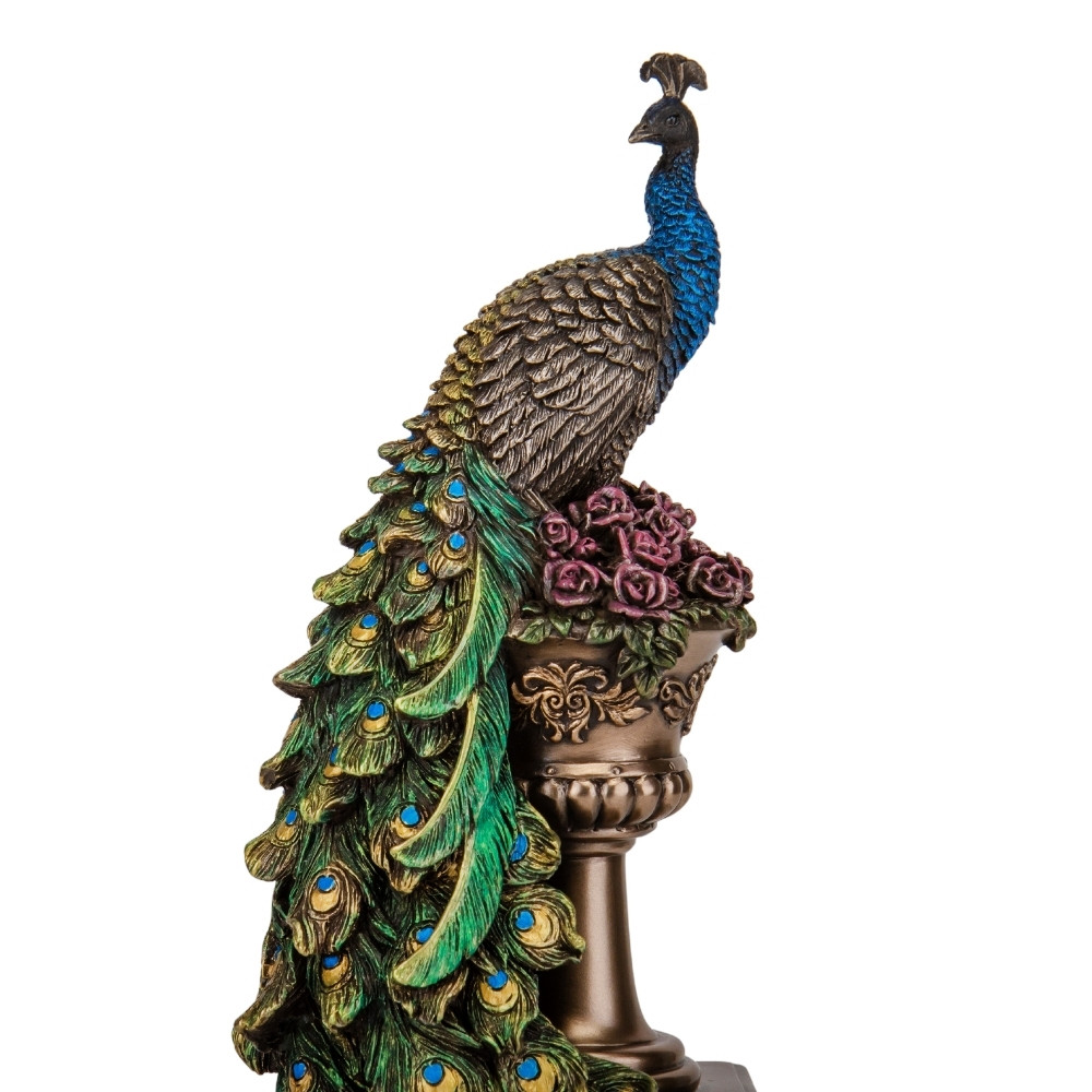 Декоративна статуетка "Павич" з полістоуну від італійського бренду Veronese 34 см, фото 1