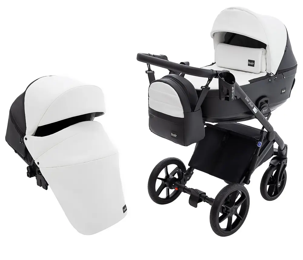 Коляска 2 в 1 Bair Kiwi Plus ECO BKP-51/15 біла чорна, фото 1