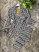 Женская пижама сатиновая пижама фэнди женский пижамный костюм Fendi Shopen Жіноча піжама сатинова піжама фенді