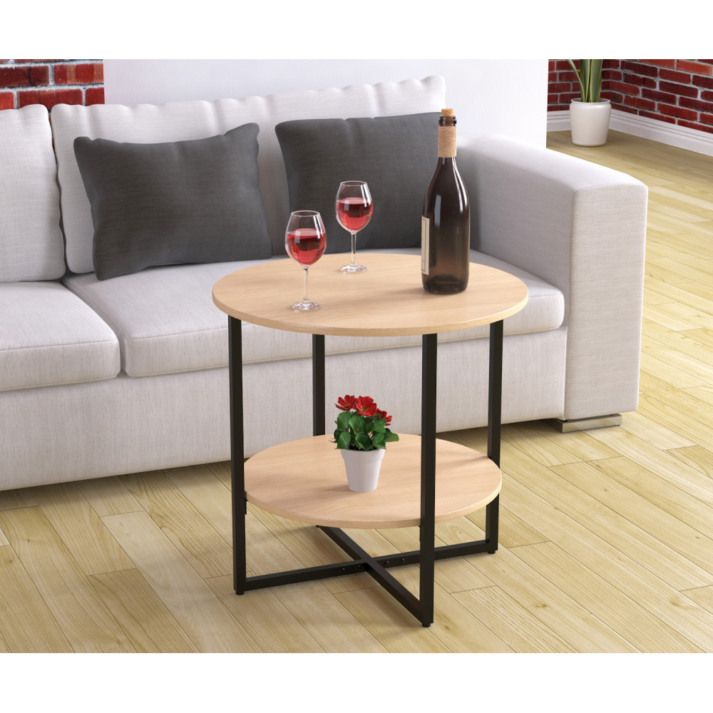 Журнальний столик D-60 Loft Desing, діам. 60 см. дуб Борас., фото 1