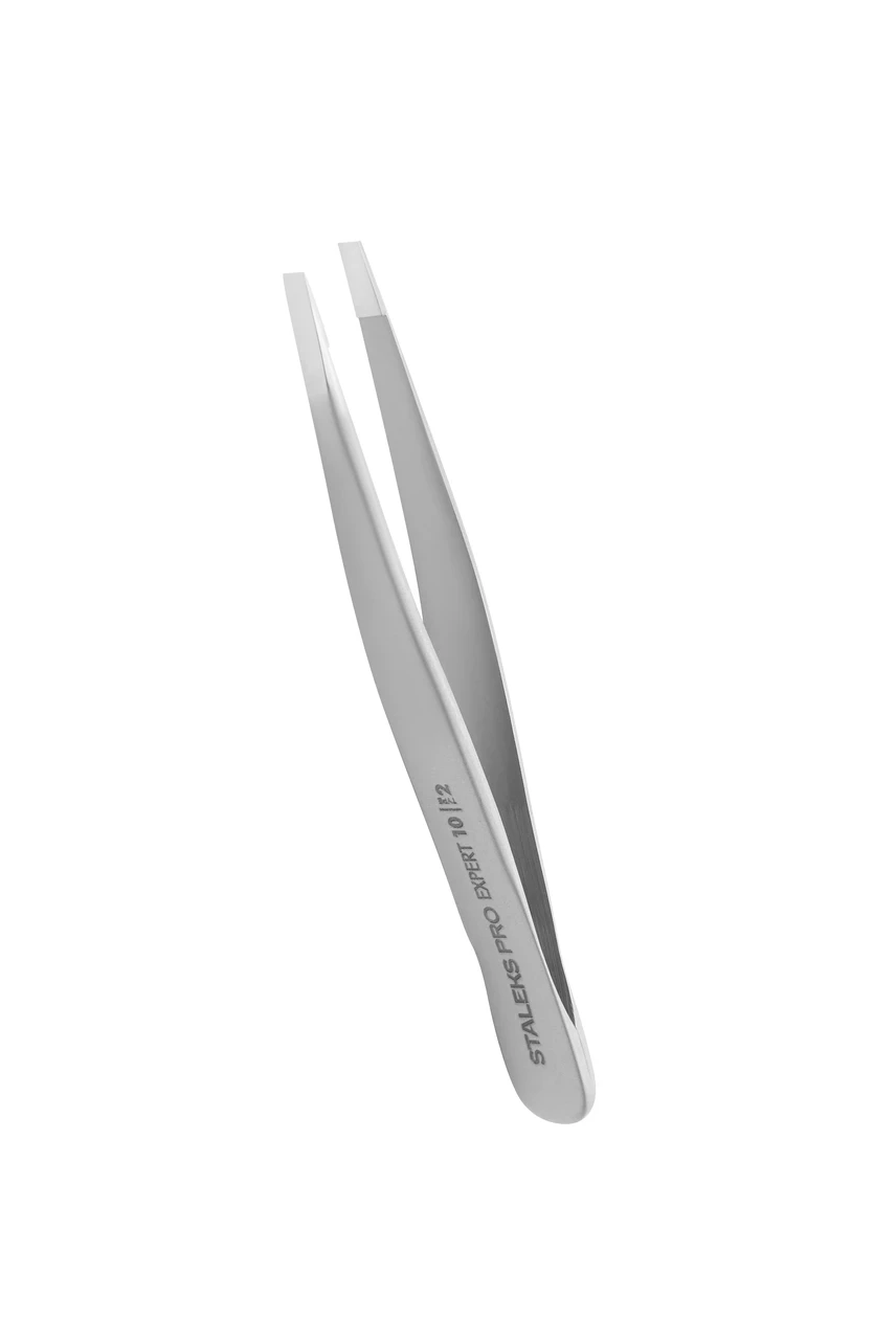 Пінцет для брів STALEKS PRO EXPERT TE-10/2 (вузькі прямі кромки)