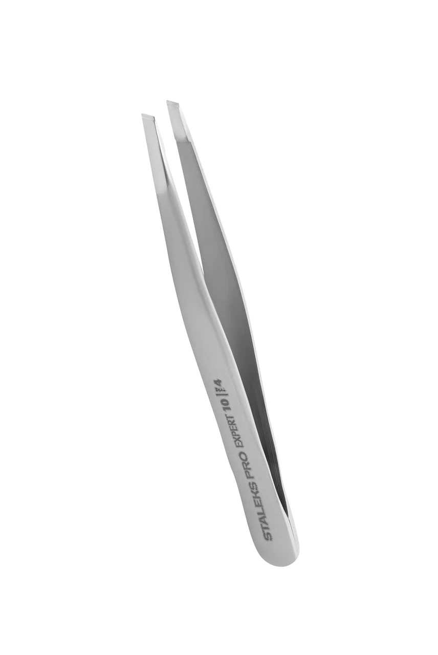 Пінцет для брів STALEKS PRO EXPERT TE-10/4 (вузькі скошені кромки)