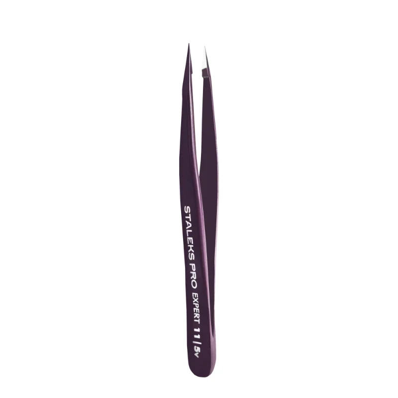 Пінцет для брів STALEKS PRO EXPERT TE-11/5 (точковий), фіолетовий
