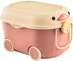 Багатофункціональний ящик для зберігання іграшок "Каченя Оранж", на колесах, великий