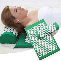 Массажный коврик Аппликатор Кузнецова + валик игольчатый для всего тела KK-303 Зеленый