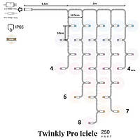 Smart LED Гирлянда Twinkly Pro Icicle AWW 250, IP65, AWG22 PVC Rubber белый (TW-PLC-I-CA-250GOP-WR)