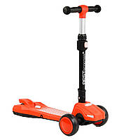 Самокат триколісний з колесами, що світяться та димом Best Scooter Жовтогарячий