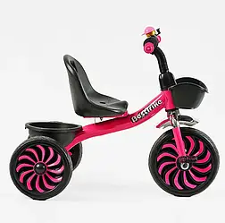 Триколісний велосипед дитячий рожевий Best Trike від 2 років, колеса піна EVA, дзвінок