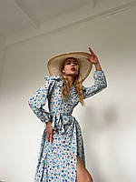 YB_Жіноча стильна сукня максі на запах з квітковим принтом, жіночна красива сукня максі. Арт 363А400