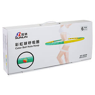 Обруч масажний розбірний з кульками жовто-зелений, фото 2