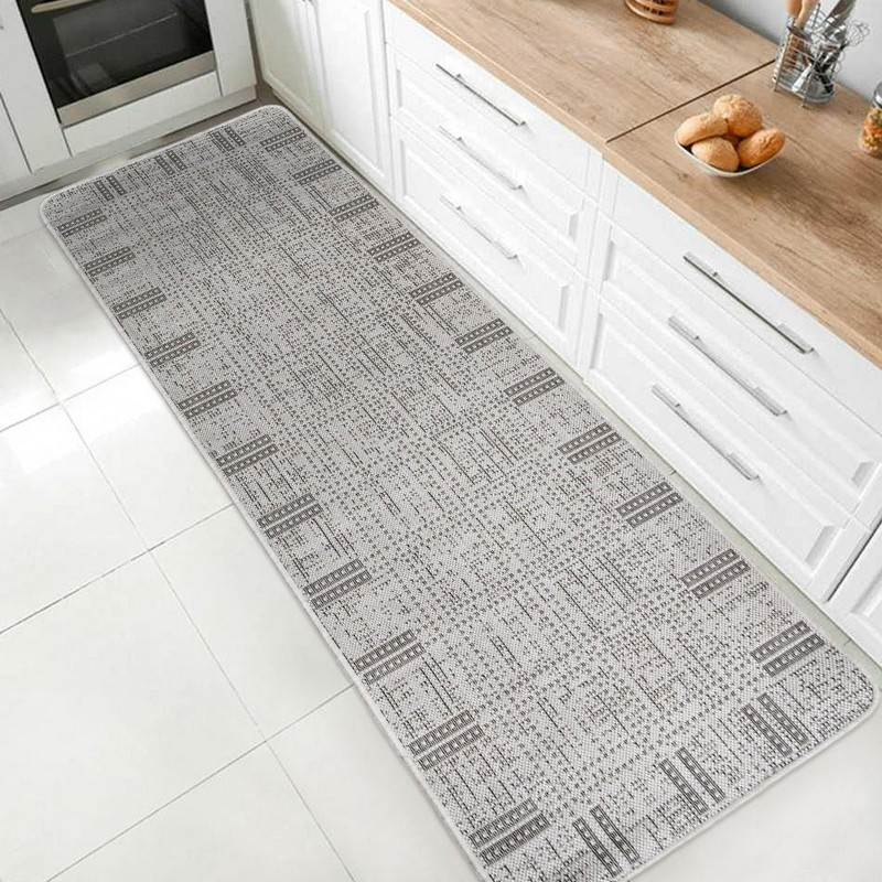 Безворсовий Килим на Гумовій основі на Кухню Kitchen 1924708 Світло- Сірий 67х200 см