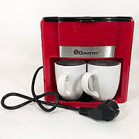 Маленькая кофеварка капельная Domotec MS 0705 с двумя фарфоровыми чашками OS-114 в комплекте