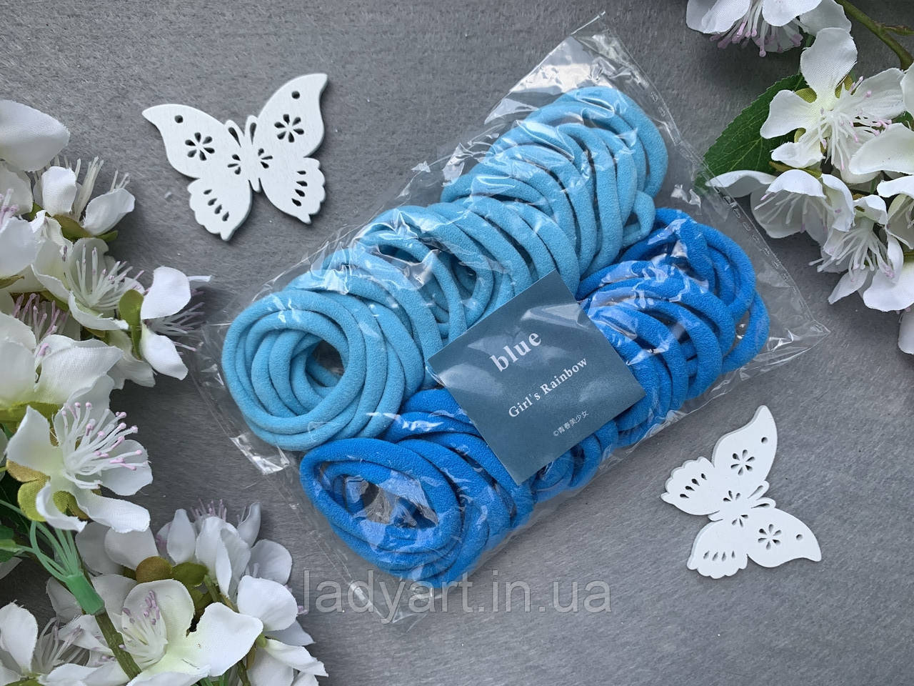 Гумка мікрофібра 4 см, 50 шт/пач. синьо-блакитні, фото 1
