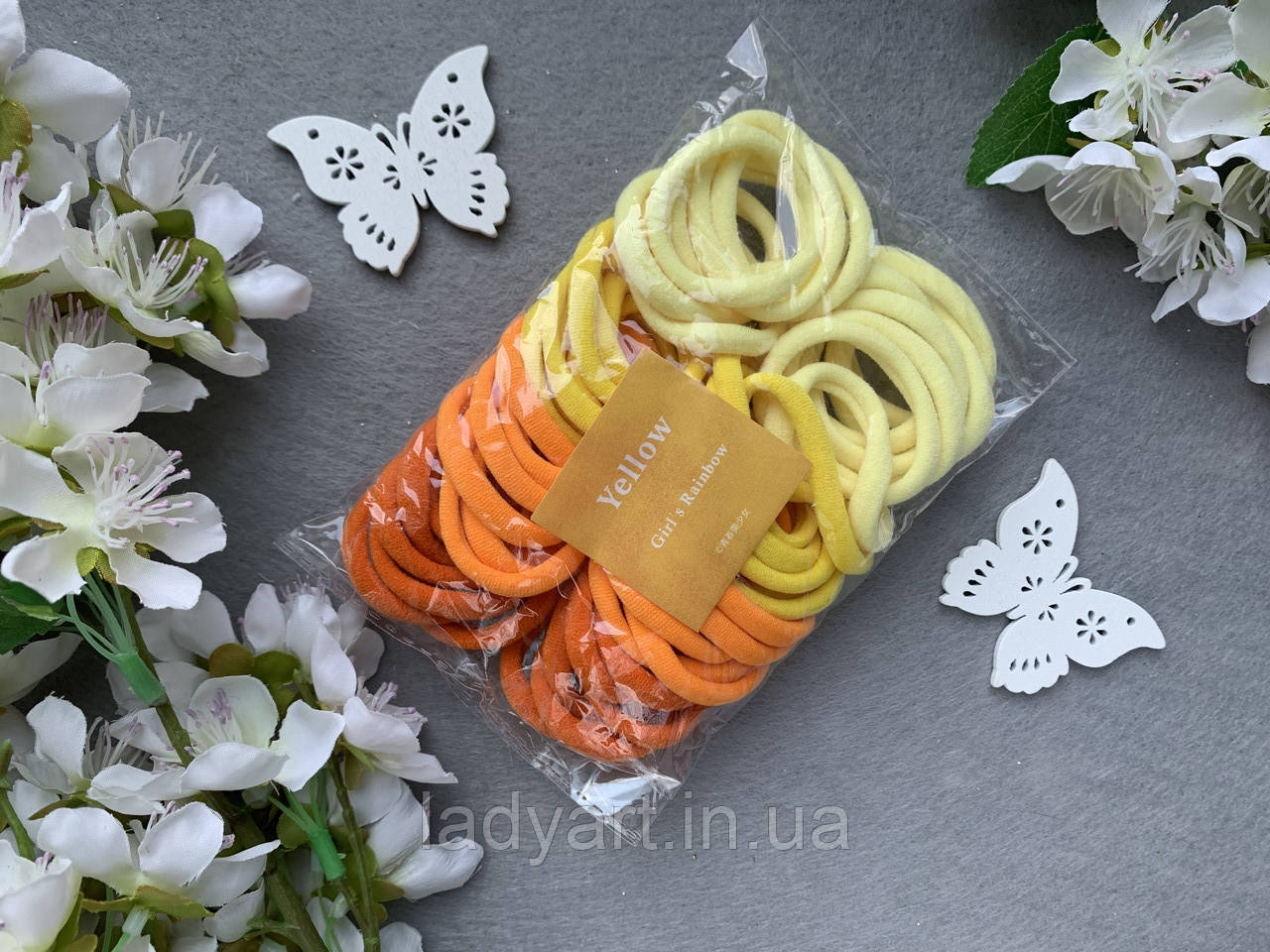 Гумка мікрофібра 4 см, 50 шт/пач. жовто-помаренчеві, фото 1