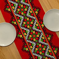 Дорожка на стол (раннер) Украинский орнамент, красный