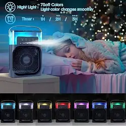 Портативний мінікондиціонер зволожувач з LED-підсвіткою USB Air Cooler Fan 4в1