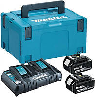 Makita Набор аккумуляторов + зарядное устройство Makita 197504-2, LXT BL1840 x 2шт (18В, 4Ач) + DC18RD, кейс