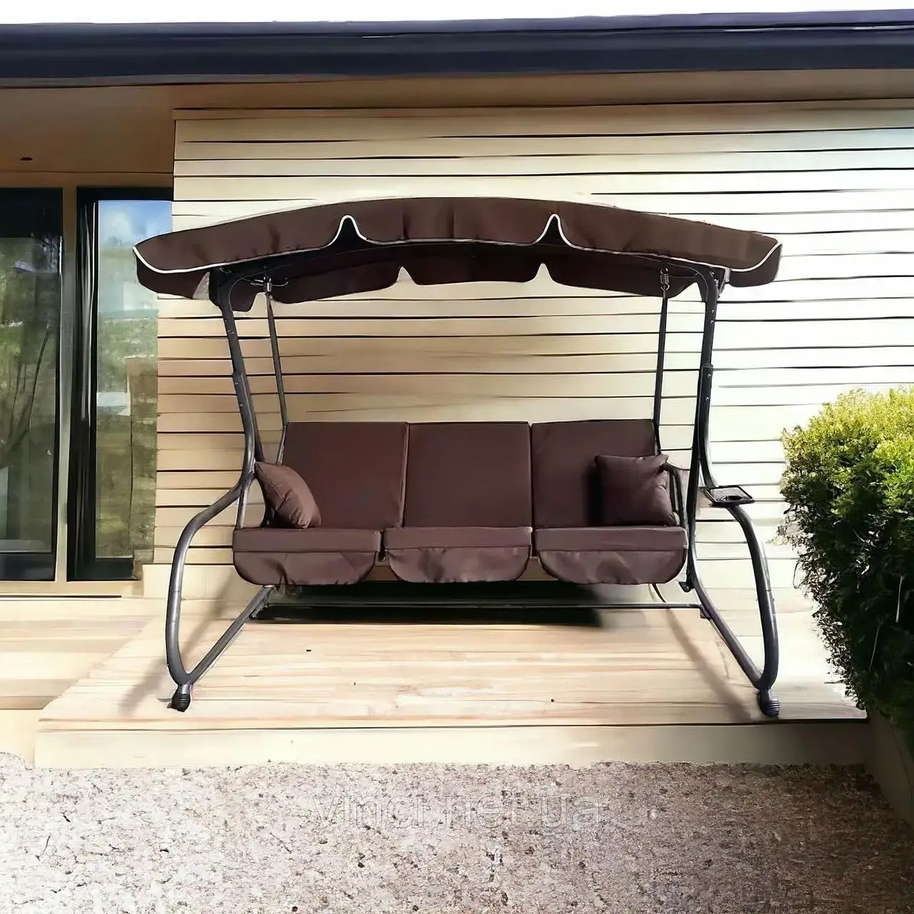 Садова гойдалка КОРИЧНЕВА IdealGarden MAS-4026 3-х місна Качеля садова, фото 1