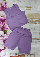 Детский летний фиолетовый костюм на девочку 98-104;104-110;110-116;116-122;122-128 см