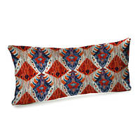 Подушка для дивана (бархат) 50х24 см Красно-синий этно орнамент