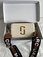 Женская сумка Marc Jacobs Beige эко кожа сумка Марк Якобс бежевая Кросс Боди на 2 отделения MJ