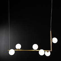 Сучасна люстра в стилі модерн 6 білих скляних плафонів-куль G9 метал чорний 92х10х155 см, фото 5