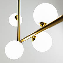 Сучасна люстра в стилі модерн 6 білих скляних плафонів-куль G9 метал чорний 92х10х155 см, фото 4