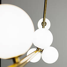 Сучасна люстра в стилі модерн 6 білих скляних плафонів-куль G9 метал чорний 92х10х155 см, фото 2