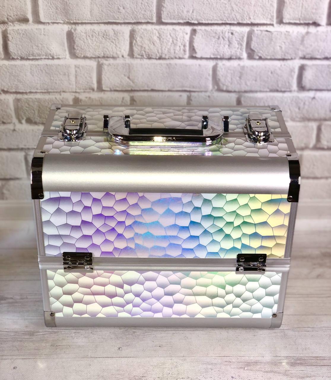 Б'юті-кейс для візажиста, манікюрного майстра та перукаря (сріблястий), фото 1